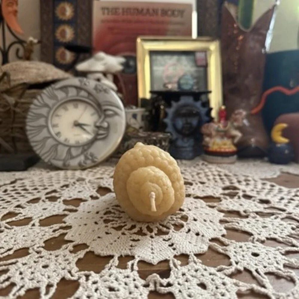 Vintage Whimsical Folk Art Buddha Head Candle Handcrafted Beeswax Figural